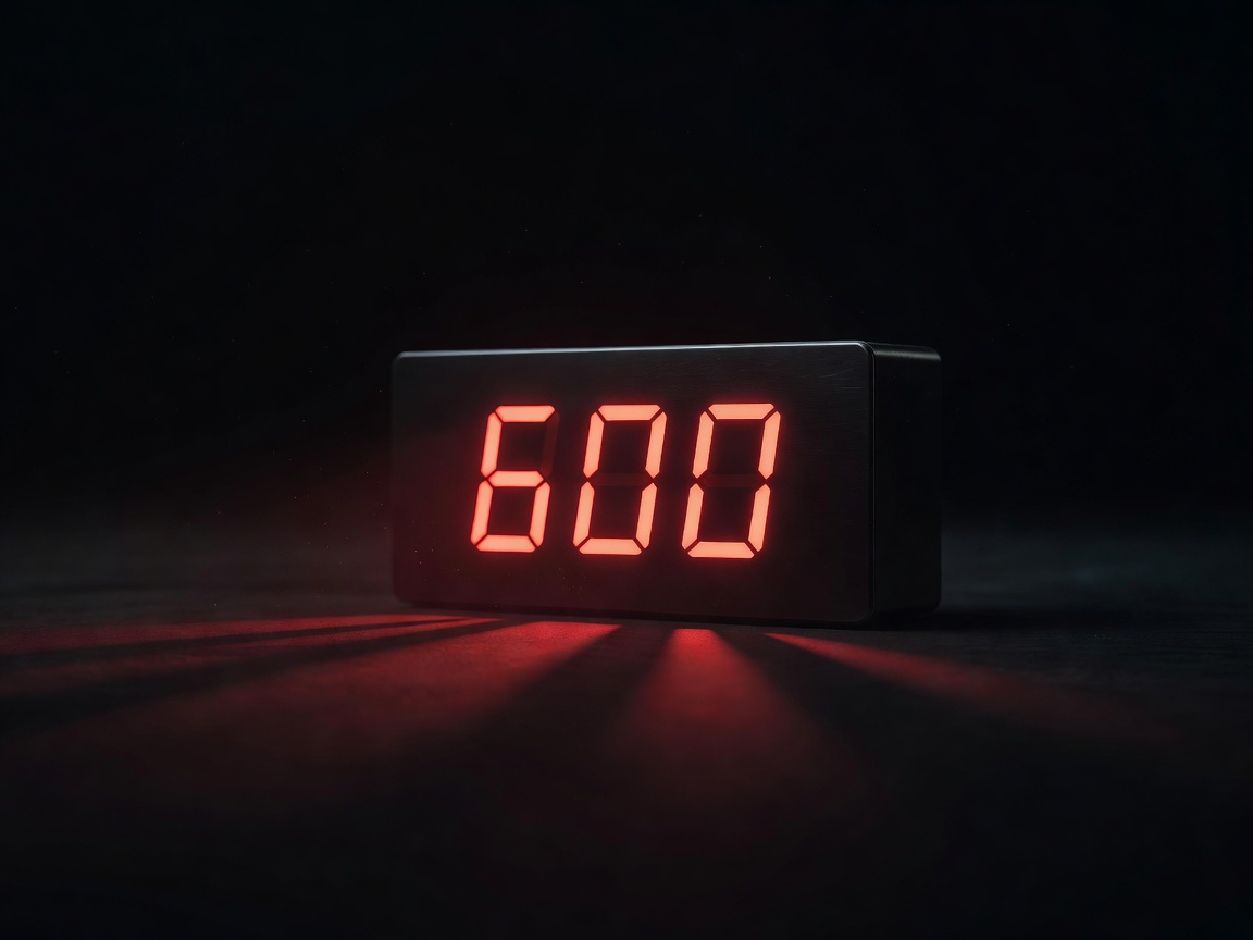 A digital countdown timer glowing in the dark